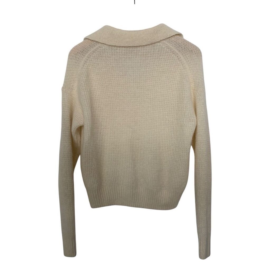 Everlane Alpaca Waffle-Stitch Polo Sweater Ivory Size XXS - Picture 5 of 12